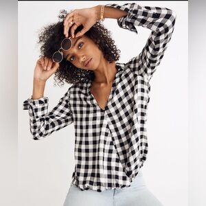 Madewell NWOT Wrap-Front Shirt in Buffalo Check size Large